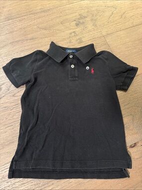 Ralph Lauren Black Polo with Red Pony - Kids Short Sleeve